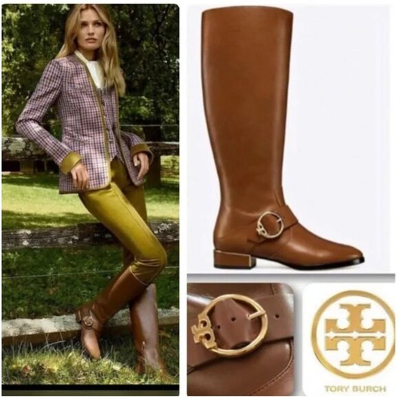 NIB Tory Burch Sofia Riding Boot  Brown Cognac 8.5 - Picture 1 of 2